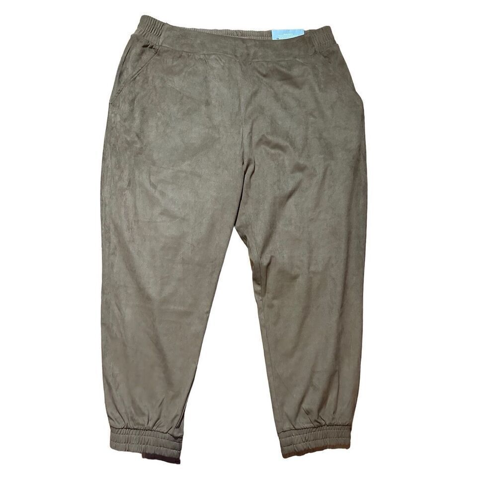 NWT Soft Surroundings Estancia Faux Suede Jogger Ankle Saddle Brown Sz PXL